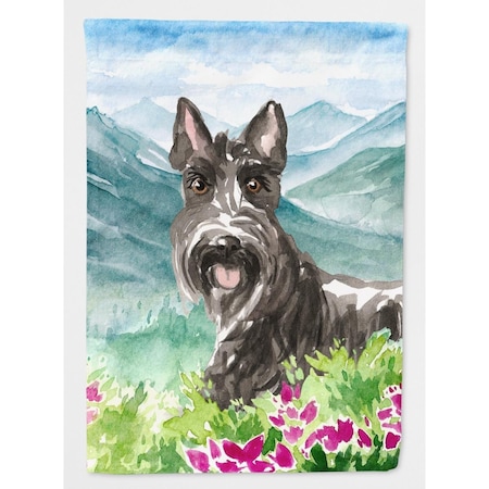 Carolines Treasures Mountain Flowers Scottish Terrier Flag Canvas House Size CK2523CHF